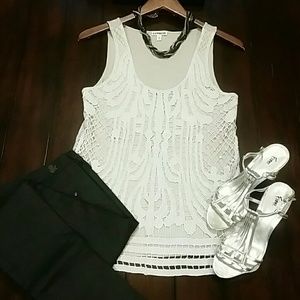 Express. Size medium. Metallic crochet top in gray